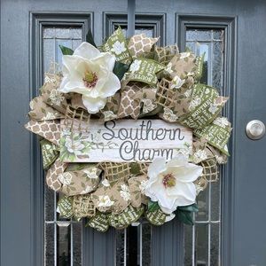 Southern Charm Magnolia Wreath, Front Door Wreath, Magnolia Wreath